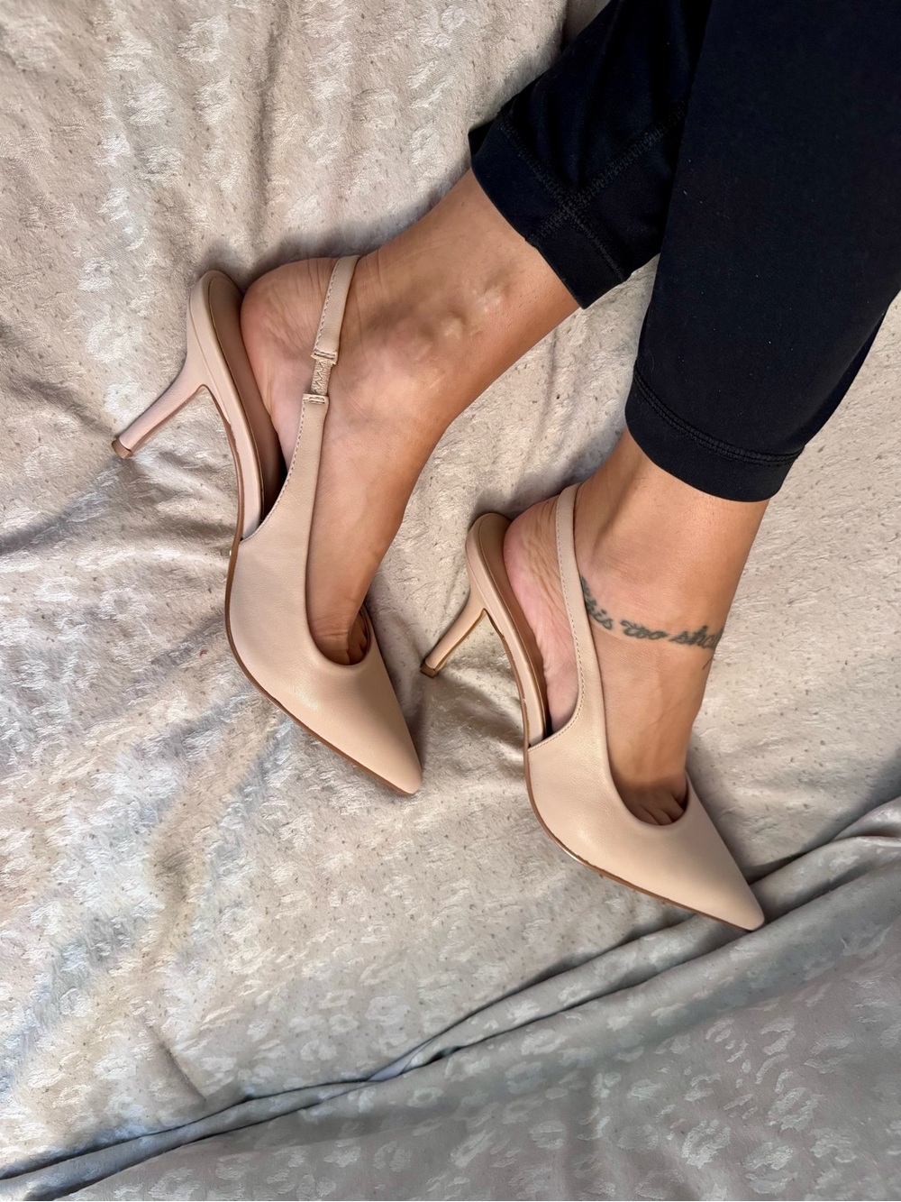 Bellini Blush Pointed-Toe Slingback Heels